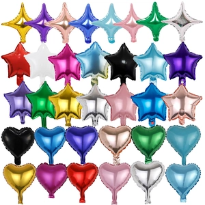 Metallic Foil Balloons Heart Star Shape Mylar For Birthday Wedding Party Celebration Decoration Festive Accessories