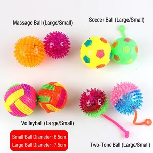 Elastic glowing spike massage balls for kids and pets in various colors and sizes