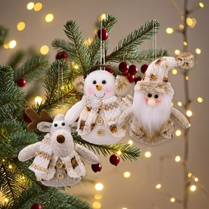 Knitted Plush Christmas Hanging Ornaments Santa Snowman Reindeer Pendants For Holiday Home Party Tree Decorations
