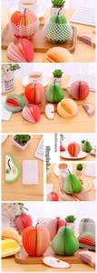3D fruit shaped sticky notes in apple and pear designs with honeycomb paper structure