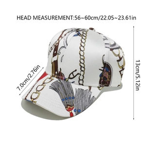 Detaillierte Größentabelle für die bedruckte Baseballkappe mit 56-60 cm Kopfumfang