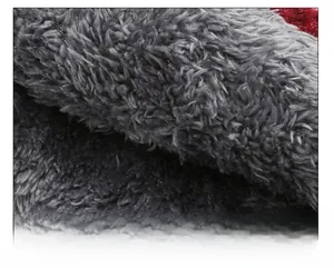 Close-up of thick grey thermal fleece lining for winter hat with soft wool texture