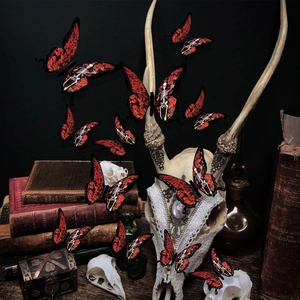 3D butterfly wall stickers with skull patterns for gothic Halloween home decor