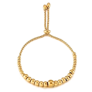 Round Bead Bracelet Stainless Steel Adjustable Slider Clasp Gradient Polished Fashion Jewelry For Women