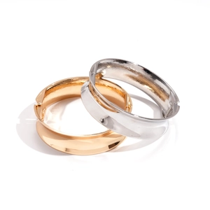 Polished geometric wide open cuff bracelets in gold and silver finish for women