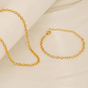 Minimalist Stainless Steel O-Chain Necklace Bracelet 18K Gold Plated Non-Fading Fashion Jewelry For Women Men