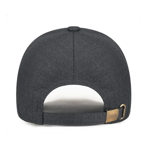 Classic dark grey sports baseball cap with vintage metal buckle and sandwich brim details