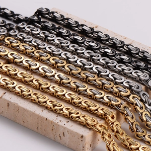 Luxurious Byzantine stainless steel necklaces for men in gold, silver and black finishes