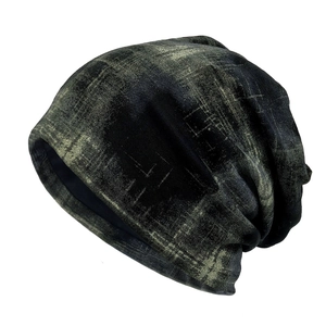 Slouchy reversible beanie hat with vintage green marble texture for a stylish look