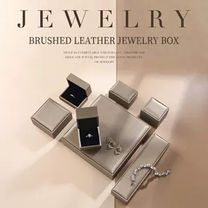 Brushed PU Leather Jewelry Box Velvet Lining Gift Organizer For Ring Necklace Bracelet Packaging Luxury Minimalist