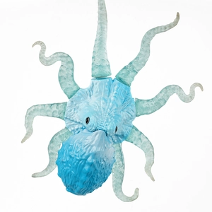 Blue translucent octopus squeeze toy with detailed tentacles for sensory relief