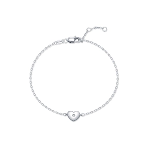 Bracelet coeur en argent sterling S925 minimaliste avec une pierre moissanite