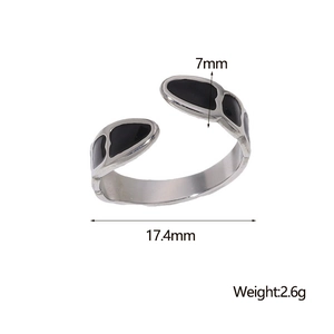 Detail showing 7mm width and 17.4mm diameter specs for this silver enamel open ring