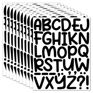 Close-up of 2-inch black vinyl alphabet stickers for journals and posters