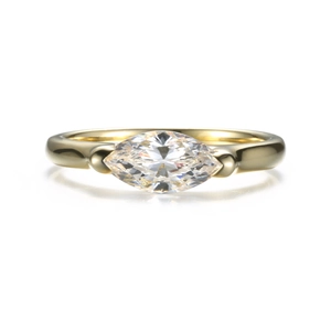 Marquise cut 925 sterling silver ring with 1ct moissanite in elegant gold finish
