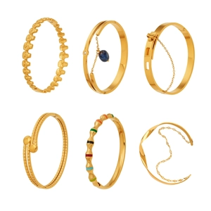 Lot de six bracelets en acier inoxydable doré avec pierre naturelle et breloques