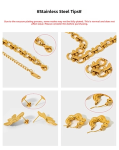 Detail of 18K gold vacuum plated stainless steel jewelry with micro-pave diamond setting