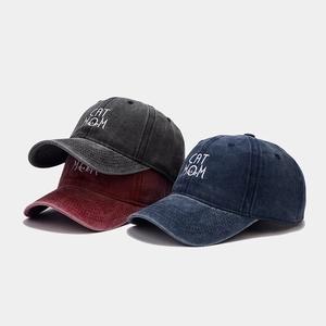 Washed Cotton Baseball Cap Adjustable Outdoor Vintage Style Cat Mom Embroidery For Women Sun Hat