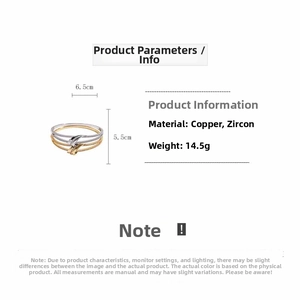 Detail specifications of 18k gold plated double layer bangle with zircon measurements