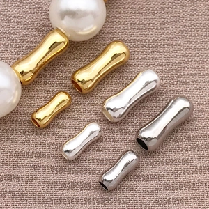 Perle distanziatrici a tubo stile bambù oro e argento per gioielli fai da te
