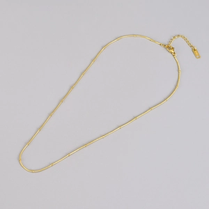 Minimalist 18K gold stainless steel beaded snake chain necklace with adjustable lobster clasp