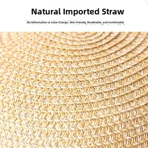 Close-up of fine woven texture made from natural imported paper straw on a sun hat