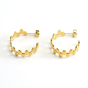 Chic 18k gold irregular textured hoop earrings for women with multi-disc design