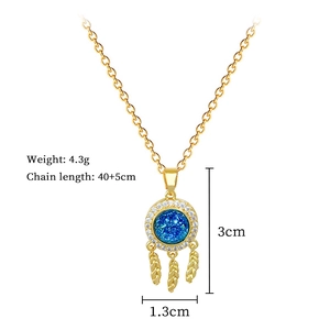 Detailed size specifications for dreamcatcher pendant necklace with cubic zirconia