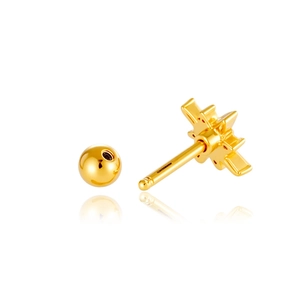 Golden heart butterfly ear stud with star cross design and polished finish