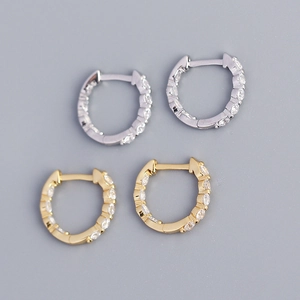 Boucles D'oreilles Huggie Hoop En Argent Sterling S925 Avec Zircone Cubique Style Coréen Minimaliste Bijoux Pour Femmes