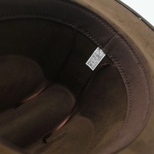 Detail view of the 100% polyester interior lining and sweatband of the cowboy hat