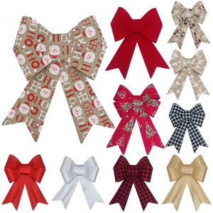Christmas Bow Decorations PVC Burlap Velvet Printed Large Ornaments Festive Holiday Party Home Tree Decorating