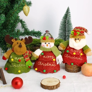 Plush Felt Christmas Ornaments Reindeer Snowman Santa Claus With Embroidery Holiday Party Decor Hanging Accessories Cute