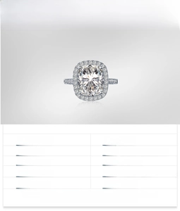 Macro detail of a 925 sterling silver cushion-cut halo ring with pavé setting for weddings