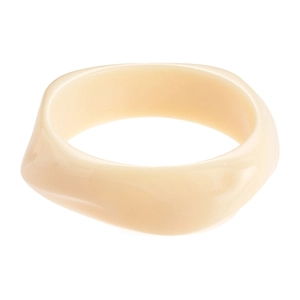 Bracelet jon jonc épais en acrylique crème avec une forme carrée torsadée rétro