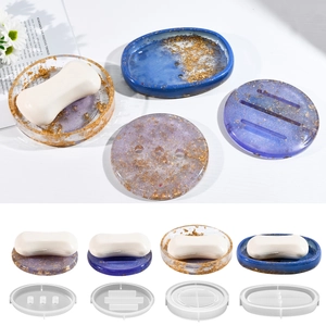 Silicone Soap Dish Resin Mold Oval Round Storage Tray With Drainage Holes For DIY Epoxy Casting Handmade Bathroom Decor