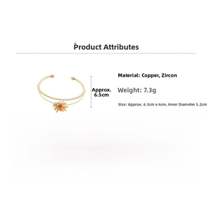 Detailed view of fireworks zircon bangle showing 5.2cm inner diameter and dimensions