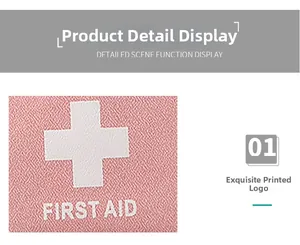 Close-up of pink first aid kit showing durable fabric texture and white printed cross logo