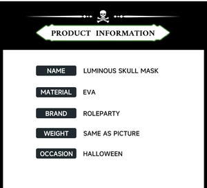Detailed specifications of the luminous skull mask for Halloween made of EVA material