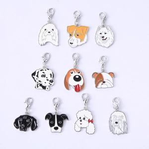 Lot de 10 pendentifs de chien en émail avec fermoirs mousquetons pour porte-clés DIY