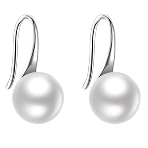Elegant pair of S925 sterling silver pearl earrings with high heel style hooks
