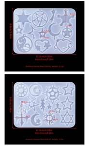 Detailed measurements of silicone molds for star and moon DIY jewelry earring making