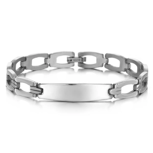 Punk Stainless Steel Link Bracelet For Women Polished Curved ID Plate Rectangular Bar Minimalist Fashion Jewelry Gift