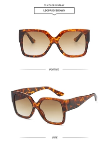 Detalles de gafas de sol cuadradas de leopardo con lentes marrones degradadas