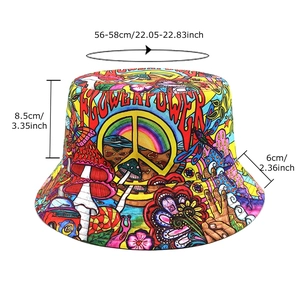 Chapeau bob réversible à motifs graffiti flower power avec détails de mesure