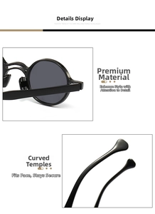 Close-up of ergonomic curved temples on vintage round sunglasses for secure fit