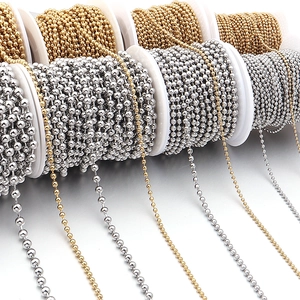 Stainless Steel Ball Bead Chain For DIY Jewelry Making Gold Silver Electroplated Metal Spool Roll Jewelry Finding Accessory