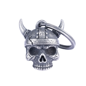 Vintage stainless steel skull pendant with warrior helmet in antique silver finish