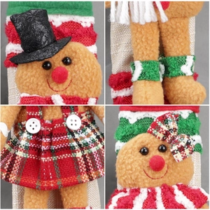 Christmas gingerbread man refrigerator handle covers in plush festive holiday design
