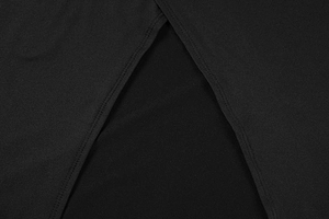 Detailed view of precision double-needle stitching on high-density black knit fabric